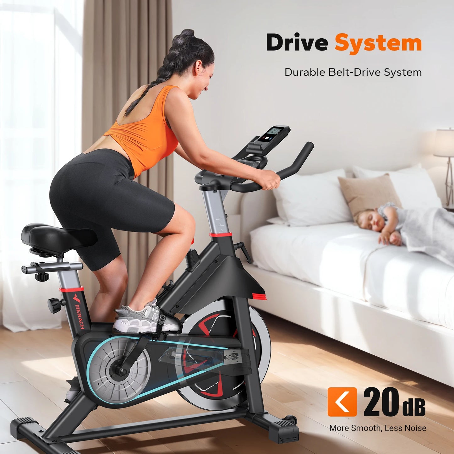 MERACH S38 Indoor Cycling Bike With Bluetooth Magnetic Resistance App 300 Lbs