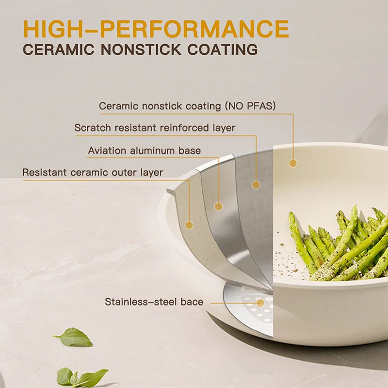 Astercook 21 Piece Nonstick Ceramic Cookware Set With Sensor