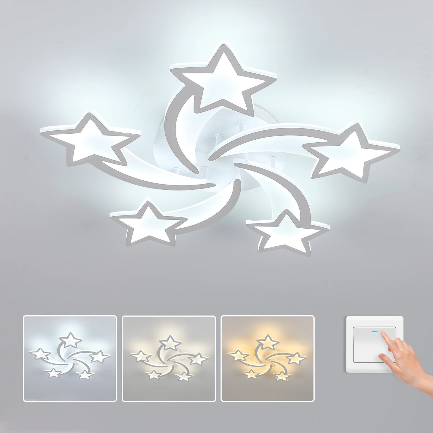 Star Shaped Led Ceiling Light 30W 3000K 6500K Living Room