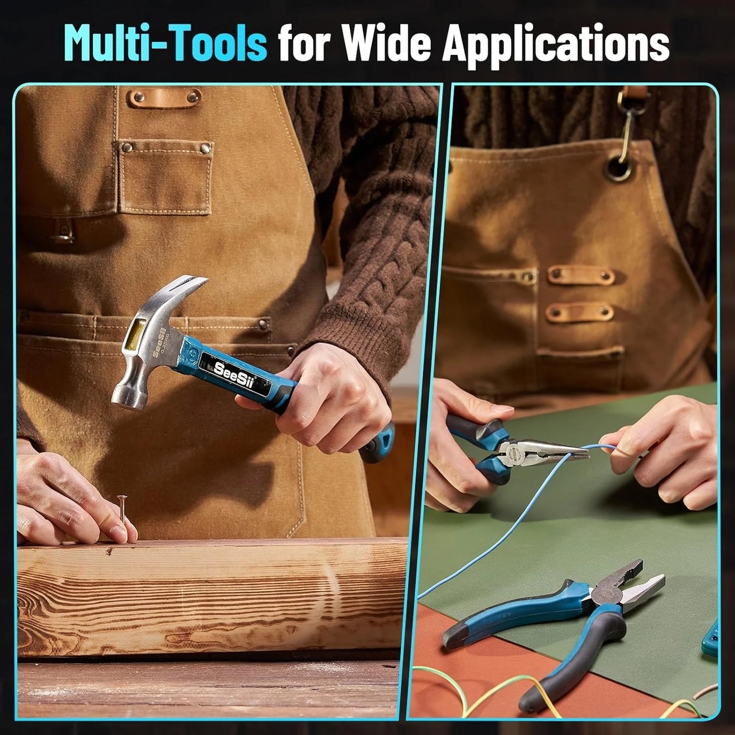 Seesii Tool Kit with Drill 25+1 Torque adjustment Cordless Electric Drill 230PCS Tool Kit for Home Repair Woodworking Gardening