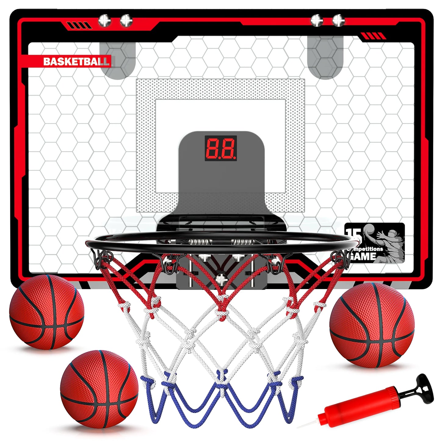 Mini Basketball Hoop For Kids,Basketball Hoop Over The Door with Scoreboard,Sports Toys Gifts for 4 5 6 7 8 9 10 Year Old Boys