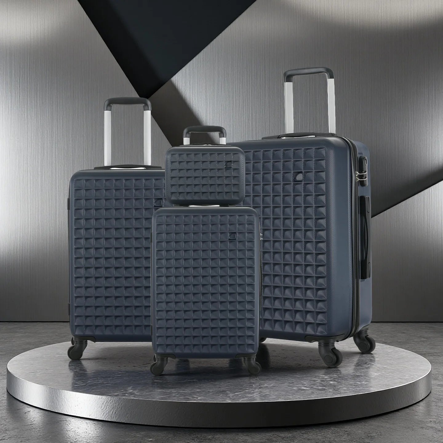 4 Piece ABS Hardside Spinner Luggage Set 18 23 27 13 Cosmetic Case 3 Digit Lock