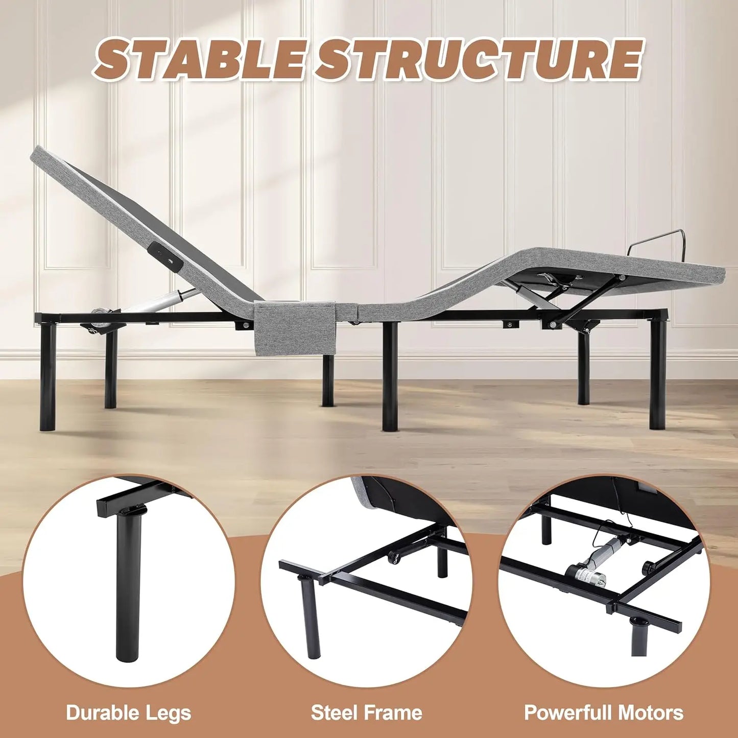 Adjustable Bed Frame Queen,Adjustable Bed Base with Massage,Zero Gravity Electric Bed with Wireless Remote,Head and Foot Incline