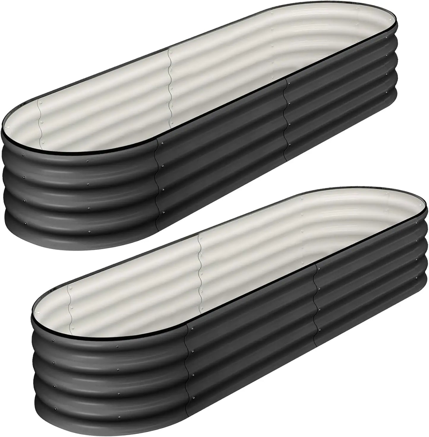 Oval Raised Garden Beds 2 Pcs Galvanized Outdoor Planter