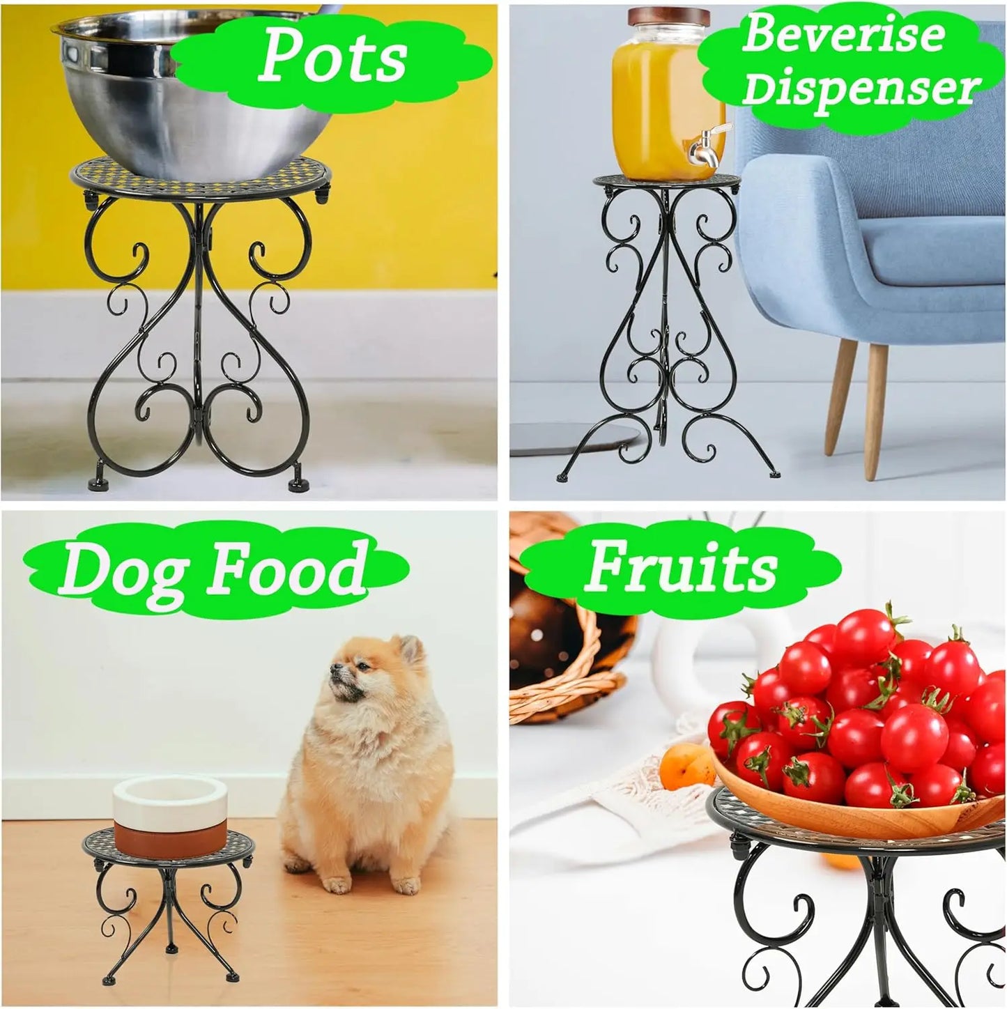 4 Pack Heavy Duty Metal Plant Stands Indoor Outdoor Rustproof With Pads
