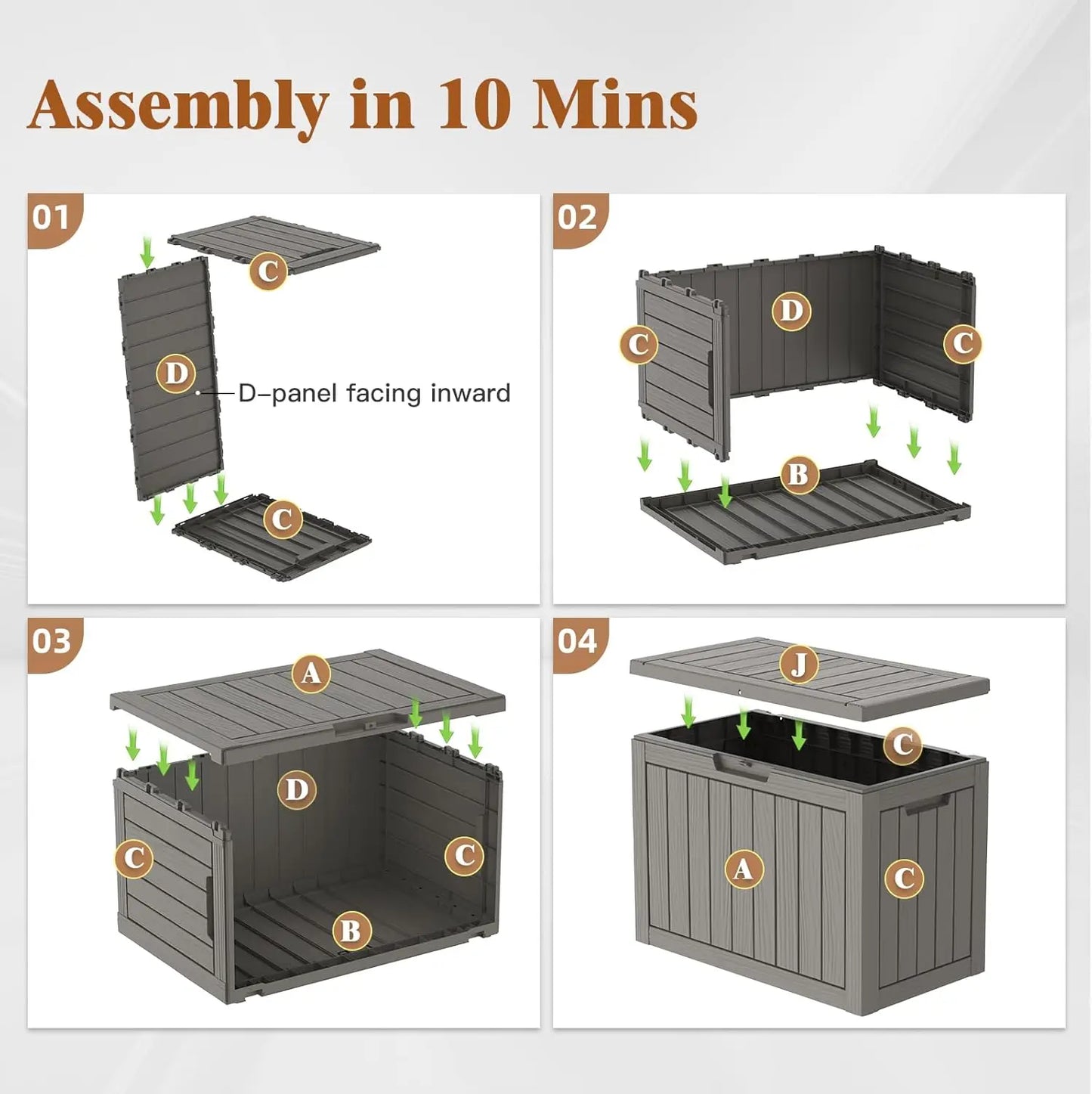 45Gal Black Deck Box - Waterproof & UV-Resistant Outdoor Storage w/Lockable Lid - For Patio/Garden Furniture