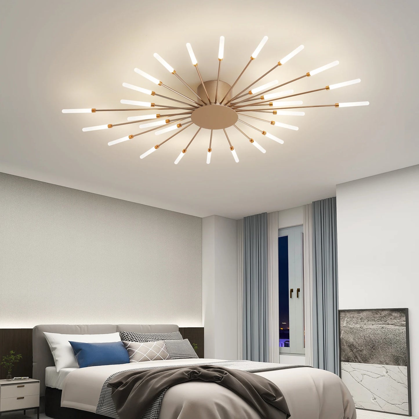 Modern LED Ceiling Light Gold Black Living Room AC 90 260V