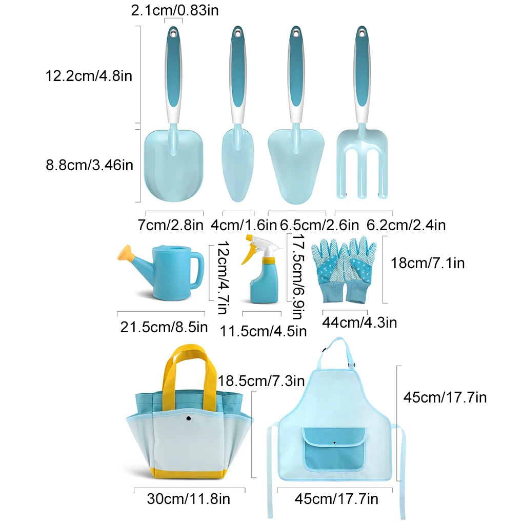 Children Garden Tool Set to Develop Child Imagination and Physical Activity With Shovel,Rake Watering Can Protective Apron