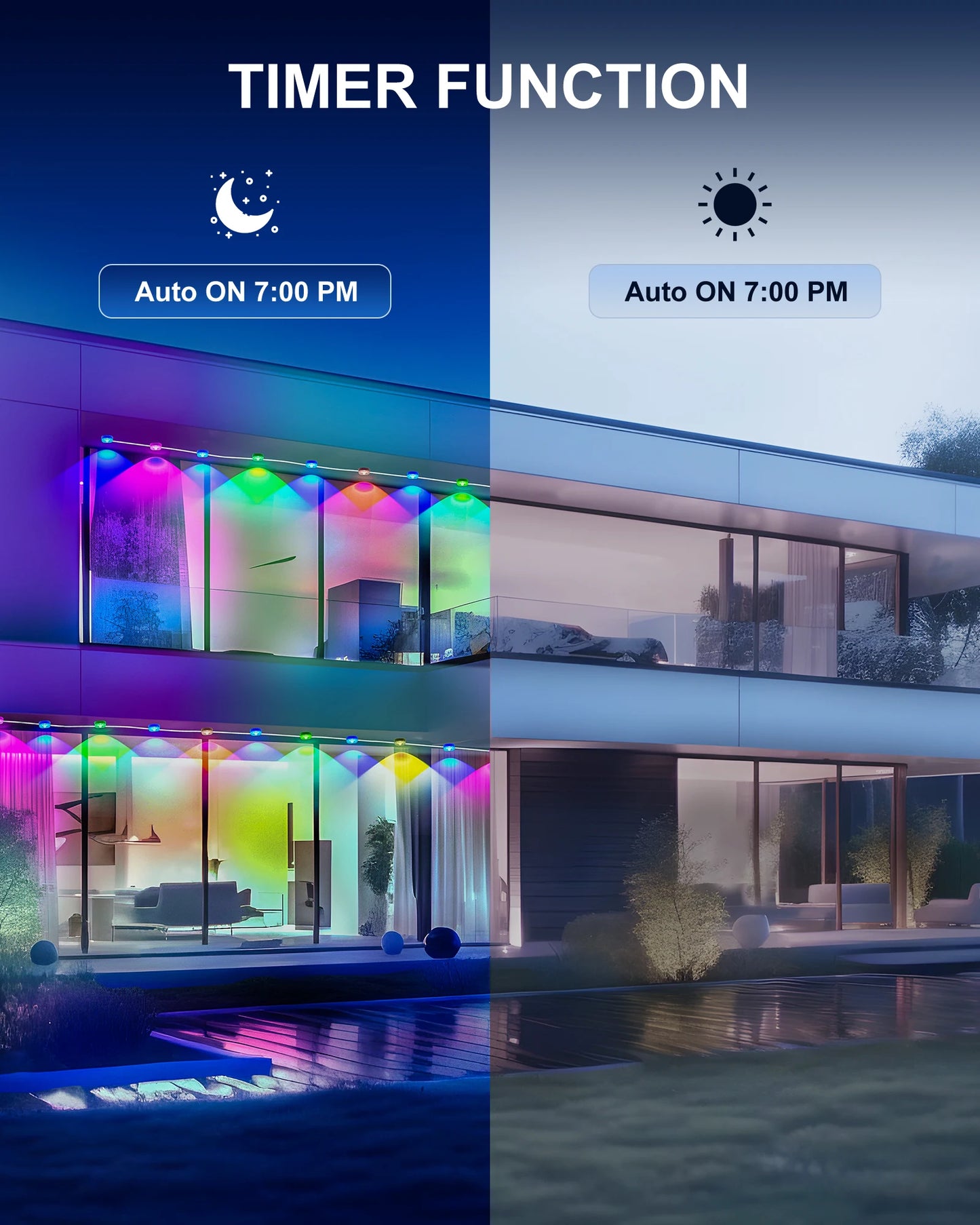 Permanent Outdoor Lights, 100ft/150FT RGBIC Outdoor Lights with 60/90 LED Lights, IP67 Waterproof, 100 Scene Modes