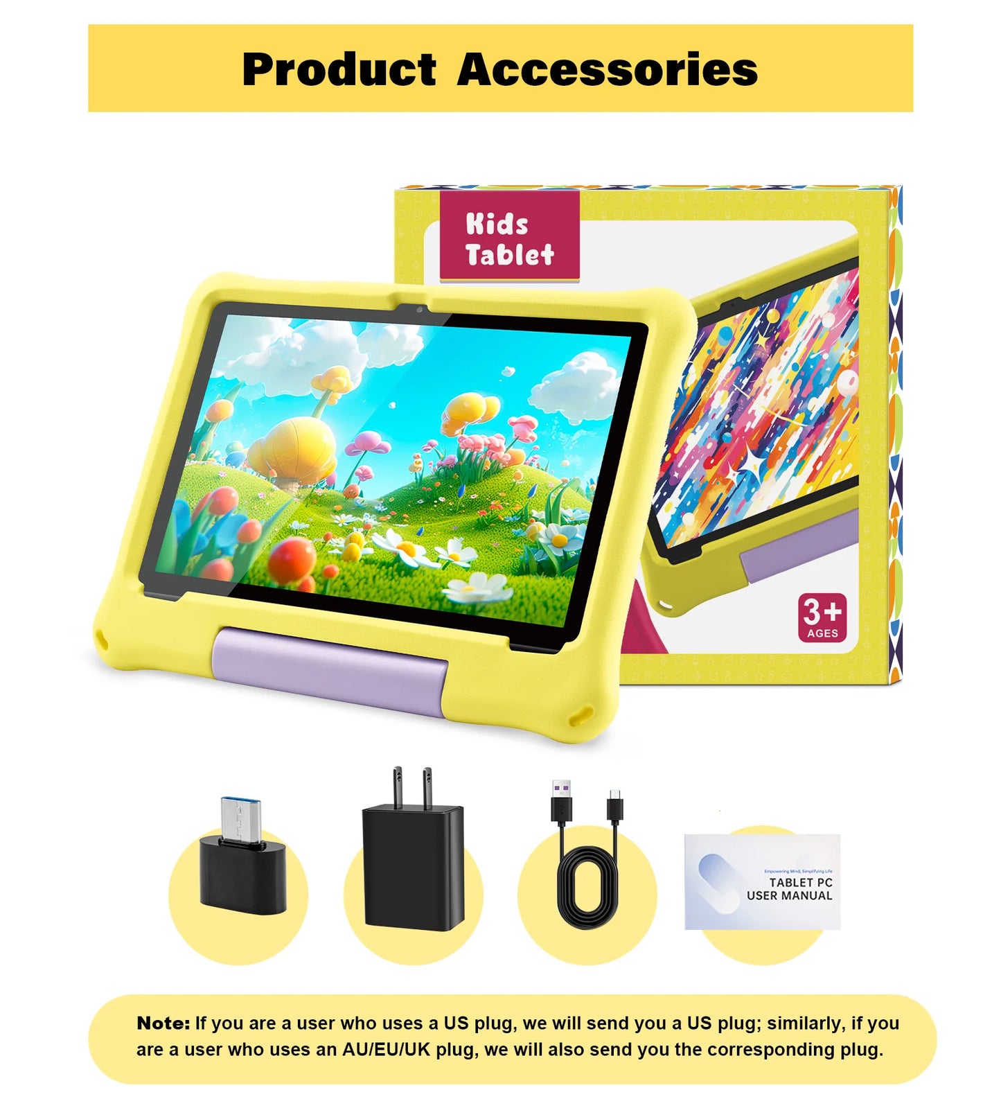 Anry Android 15 Kids Tablet 10 Inch Octa Core 8GB RAM 64GB ROM HD IPS Display
