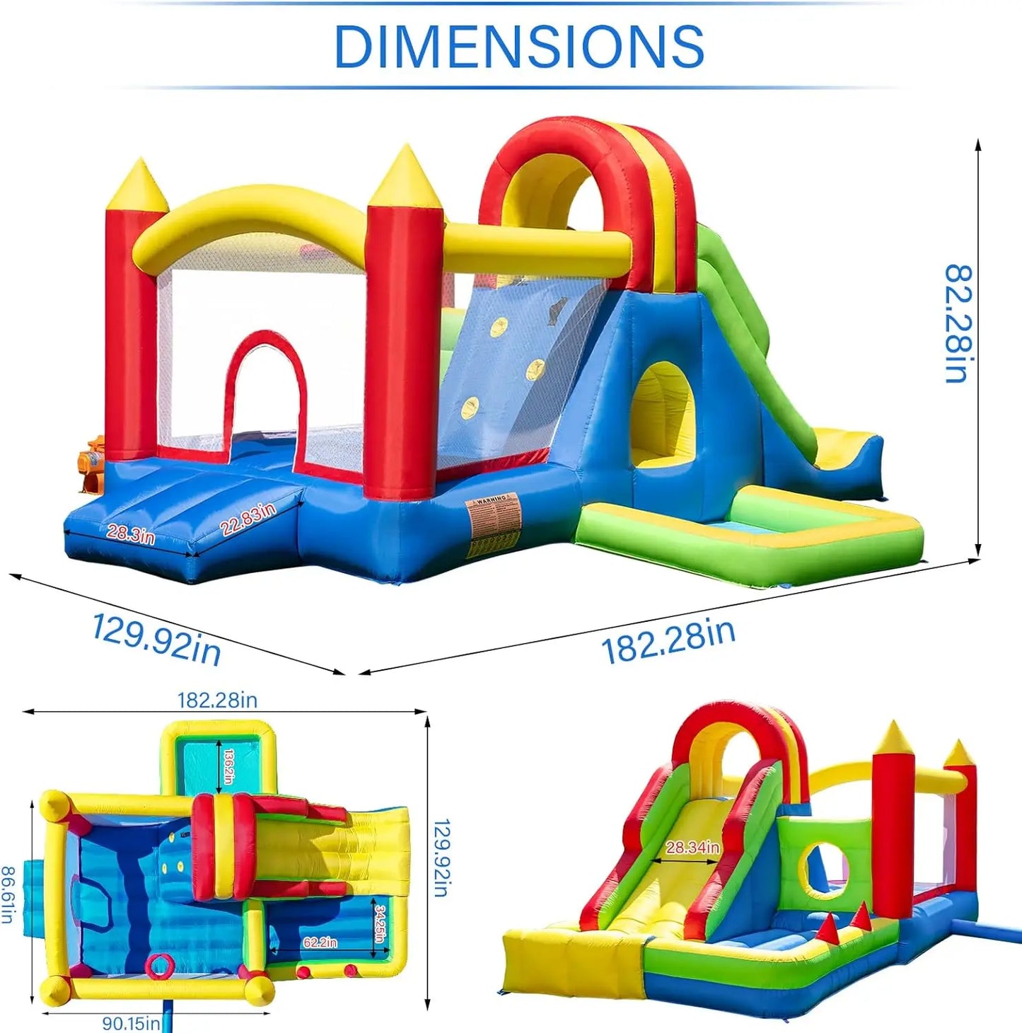 Large Bounce House for Kids with Tall Slide Climbing Wall