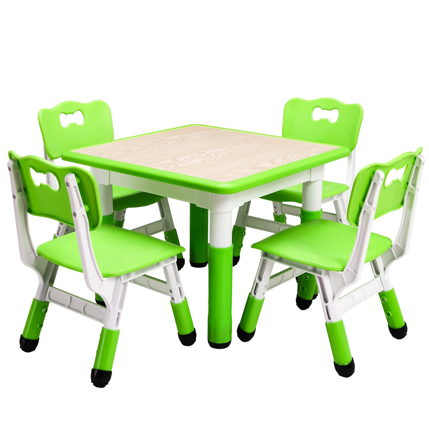 Kids Table And 4 Chairs Set Height Adjustable Non Slip Legs Graffiti Top