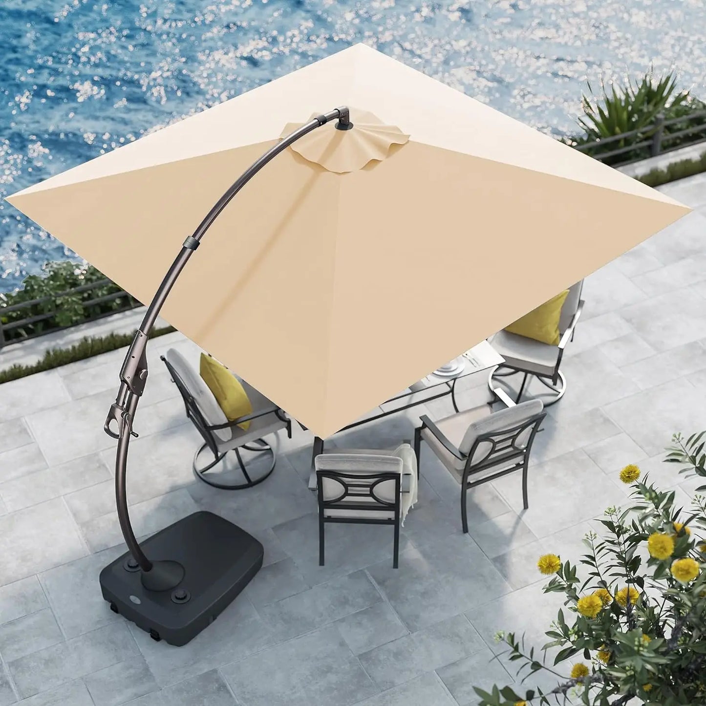 10x10 Ft Patio Offset Umbrella Aluminum Cantilever Base