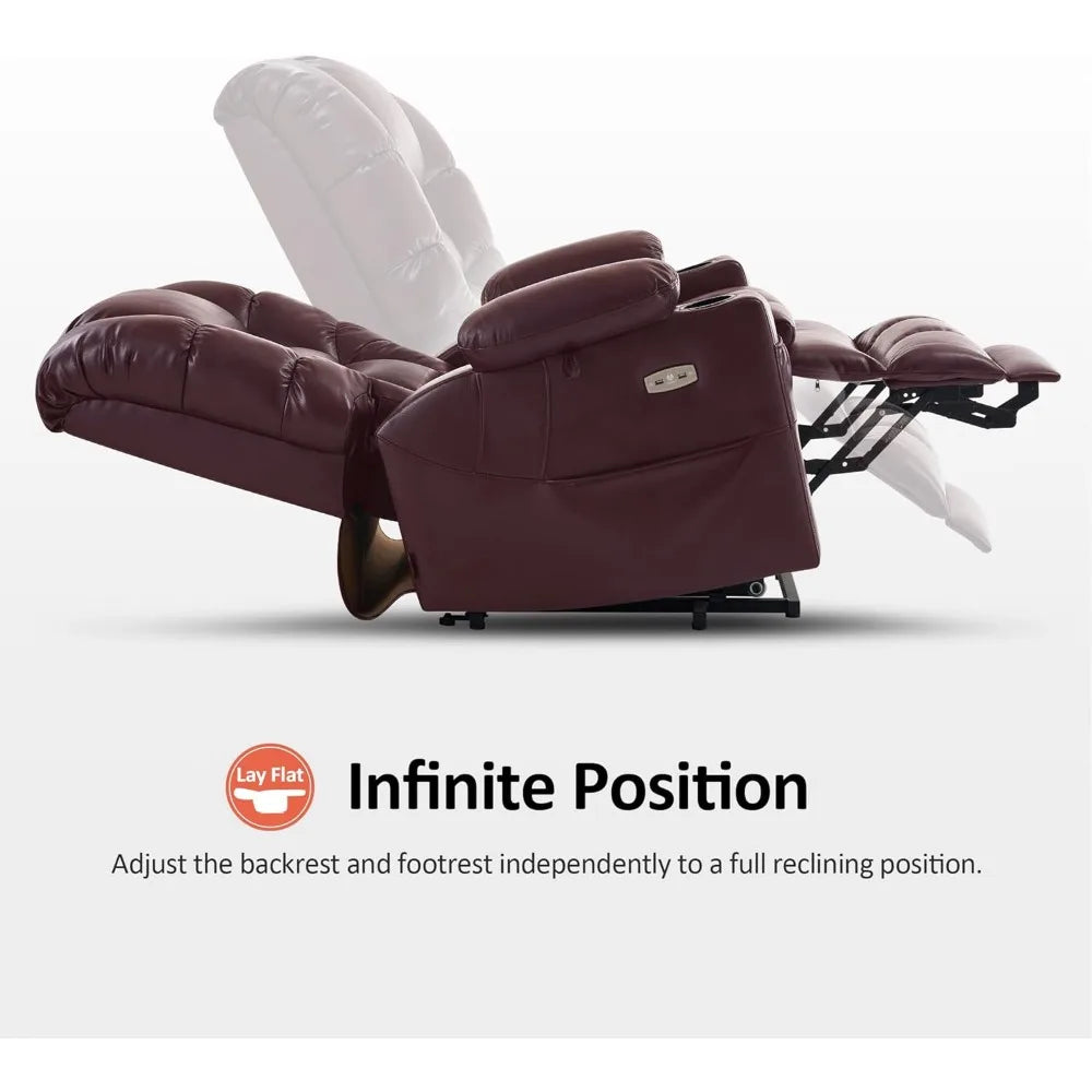 Triple Motor Power Lift Recliner Chair with Massage and Dual Heating, Adjustable Headrest for Big and Tall Elderly People, Faux