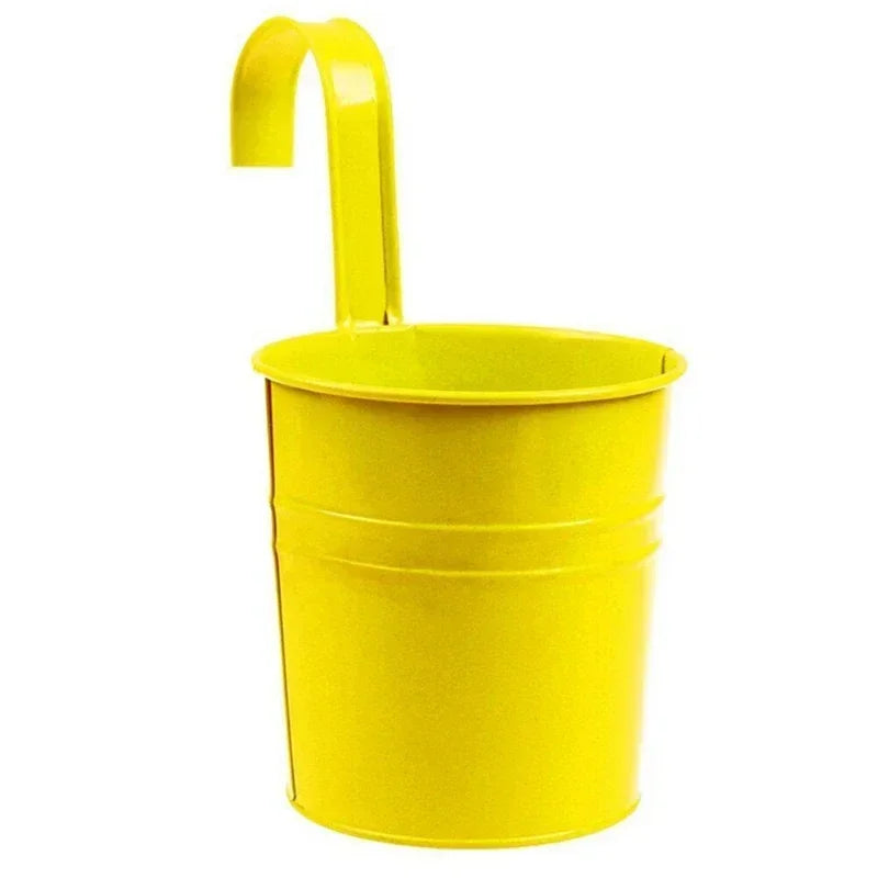 10 Colors Metal Iron Flower Wall Hanging Flower Plants Pot Hook Bucket Tin Garden Planter Pots Balcony Hanging Succulent Basket
