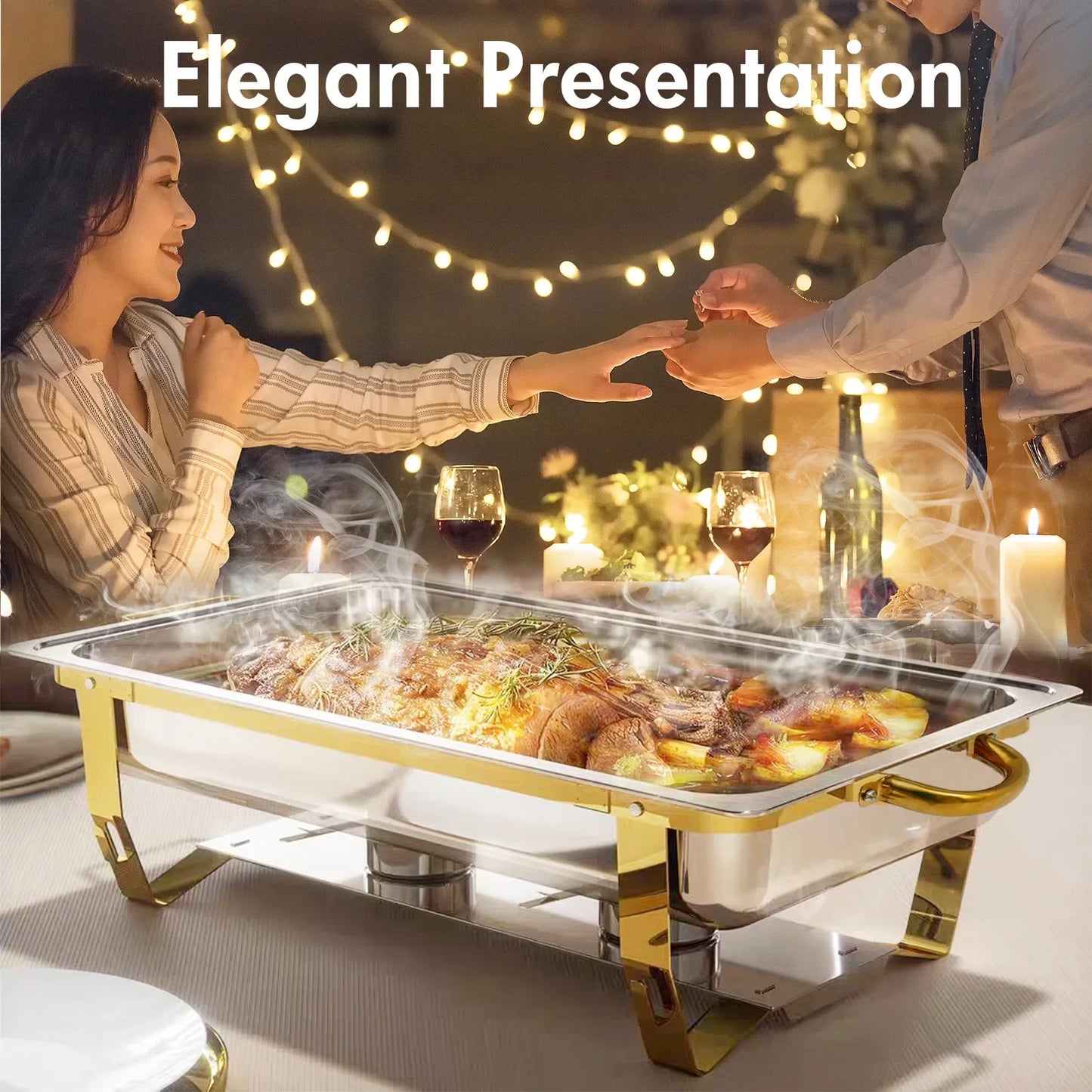 4 Pack 8Quart Chafing Dish Buffet Set Stainless Steel Warmer