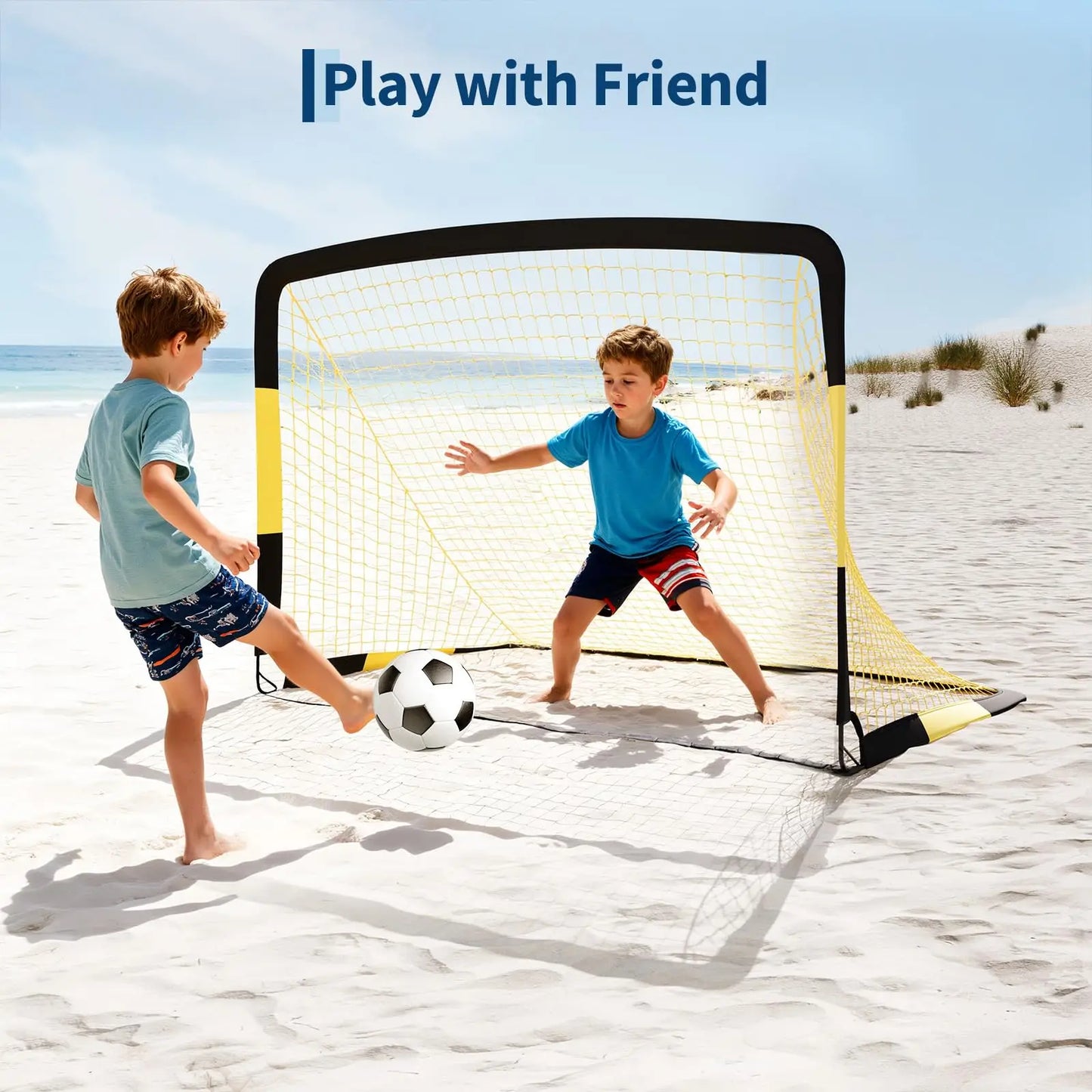 6x4ft Pop Up Soccer Goals Set Of 2 With Ball Cones And Pump For Kids