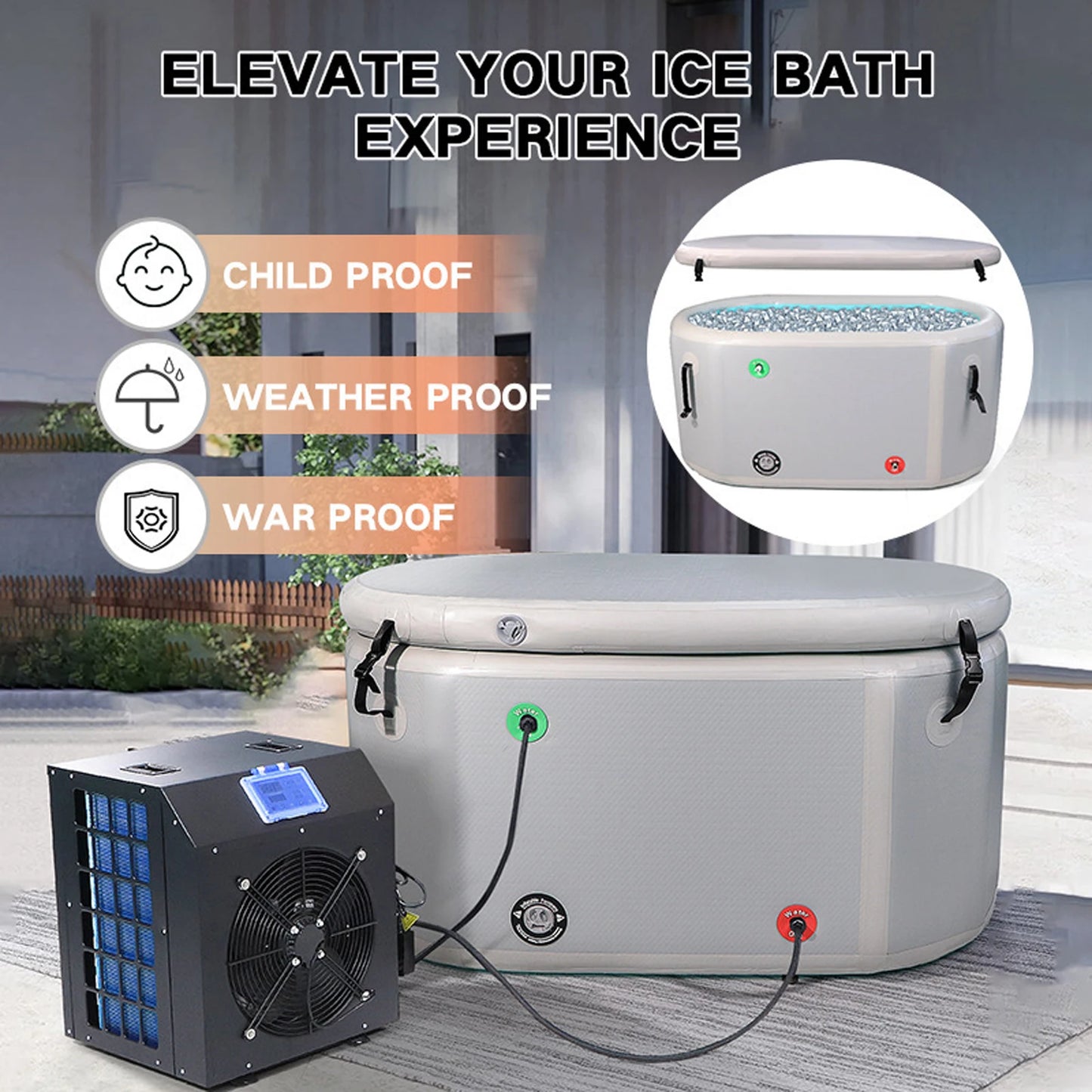 Inflatable Ice Bath Plunge Tub Foldable High Pressure Pump