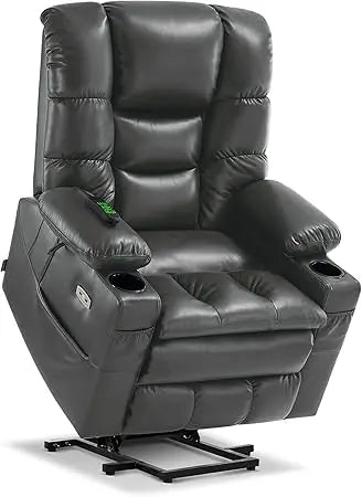 Triple Motor Power Lift Recliner Chair with Massage and Dual Heating, Adjustable Headrest for Big and Tall Elderly People, Faux