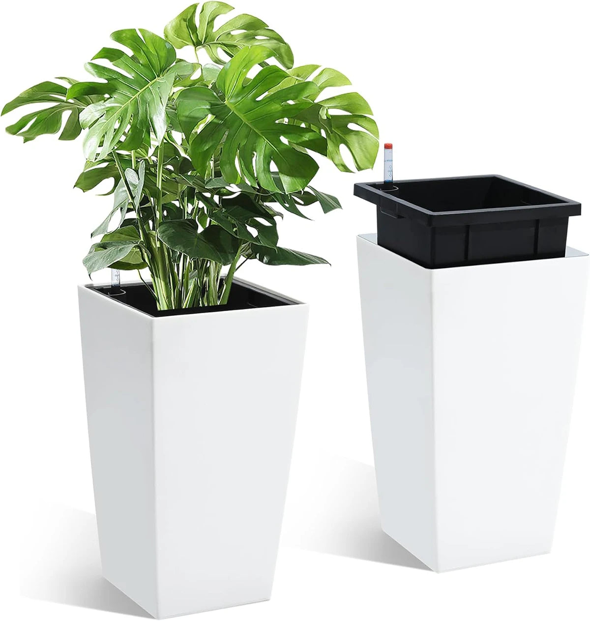 Rectangular Planters Set Of 2 Outdoor Pots With Water Level