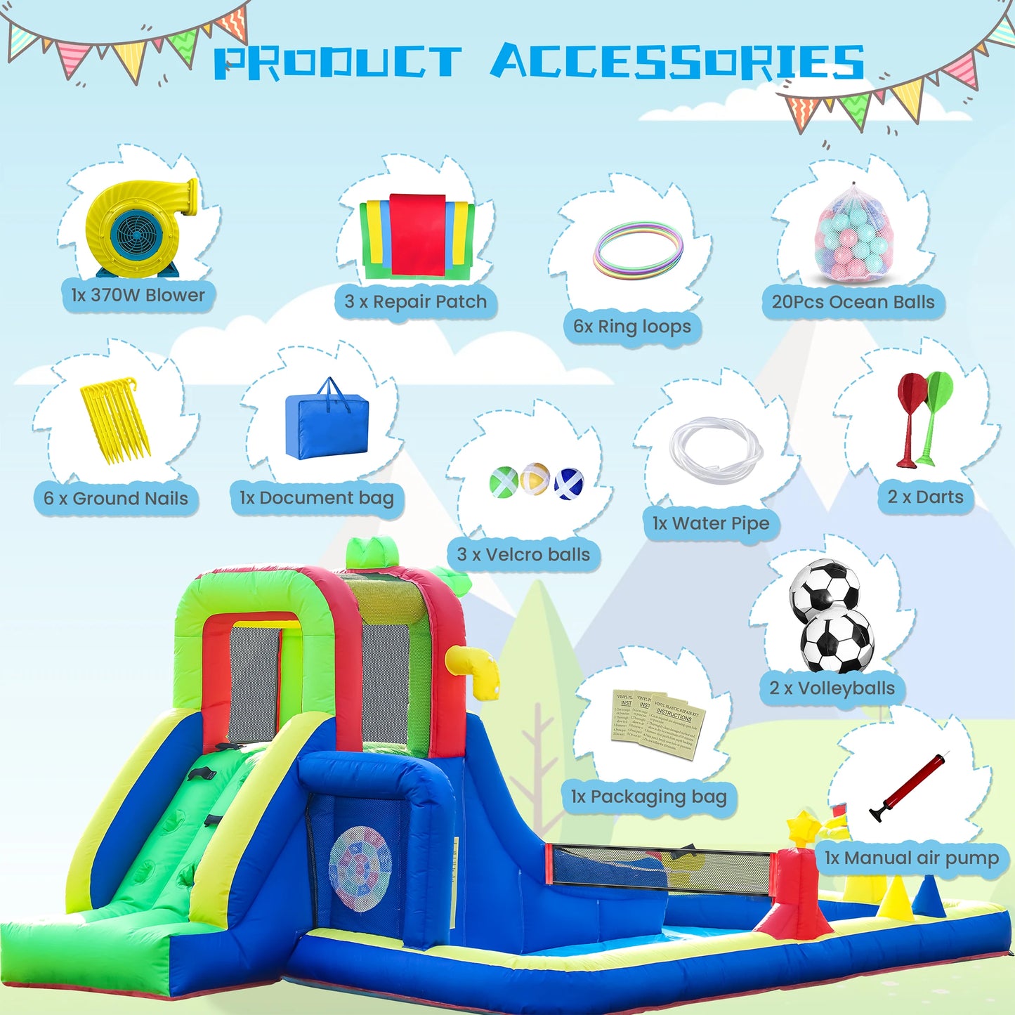 8 In 1 Crocodile Inflatable Water Slide Park For Kids