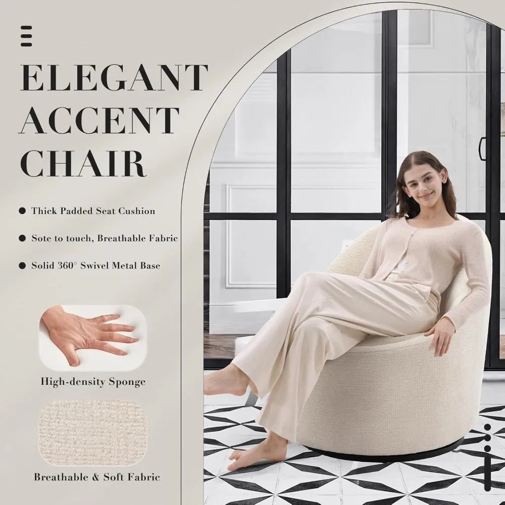 Swivel Accent Chair, 360° Swivel Chair with Hidden Storage, Modern Small Barrel Swivel Armchair for Living Room/Bedroom,