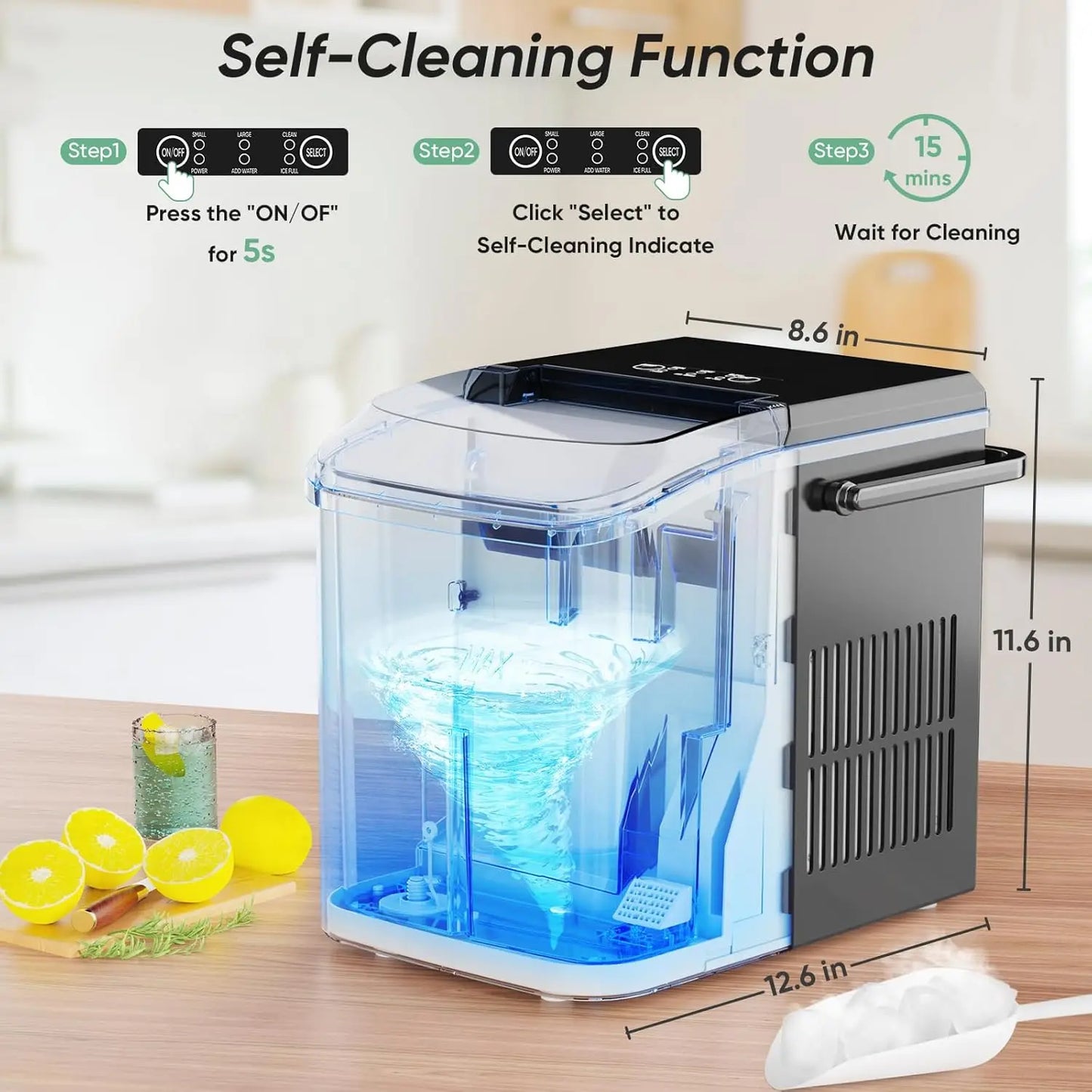 Portable Countertop Ice Maker 26lbs 24H Quiet Self Cleaning for Home RV Camping