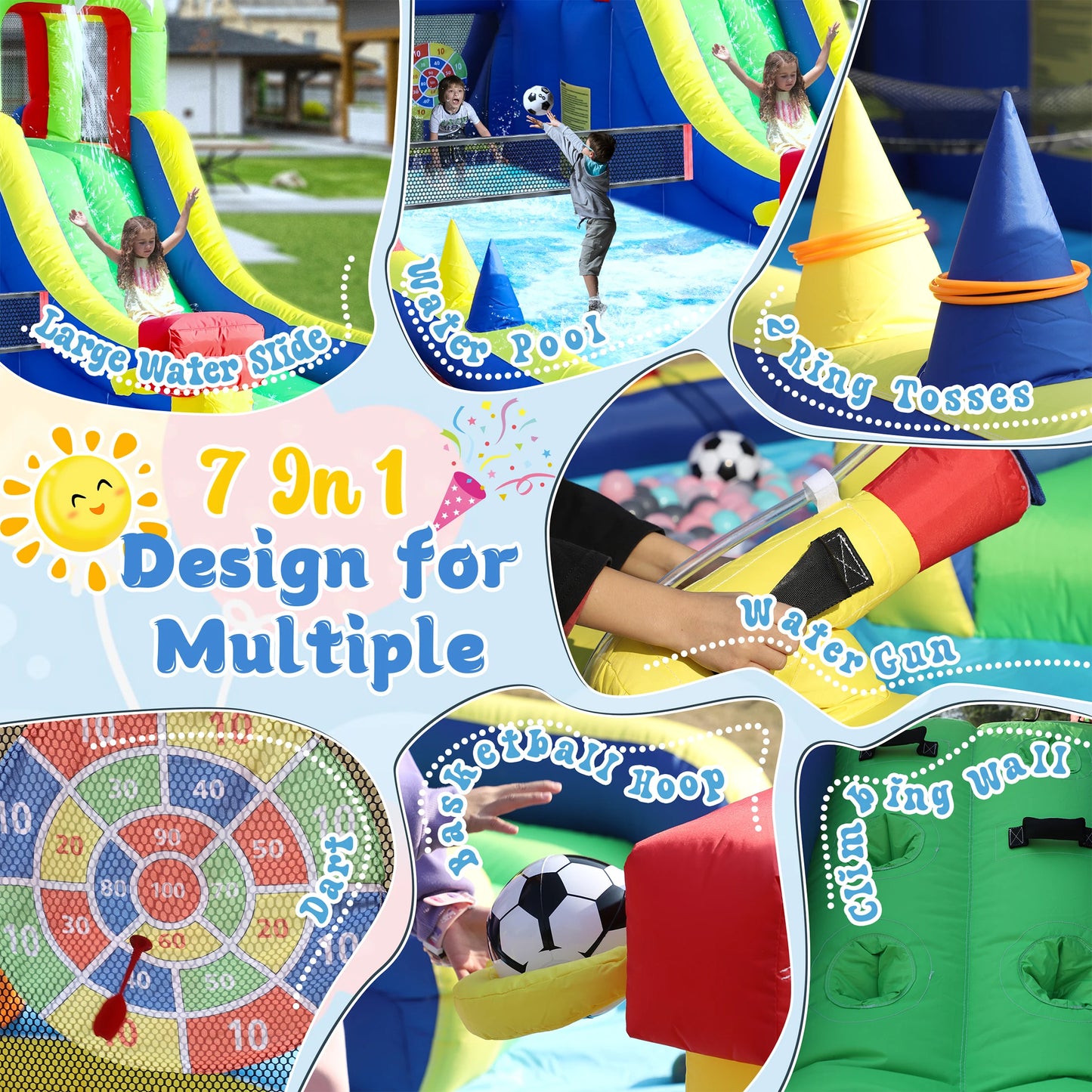 8 In 1 Crocodile Inflatable Water Slide Park For Kids