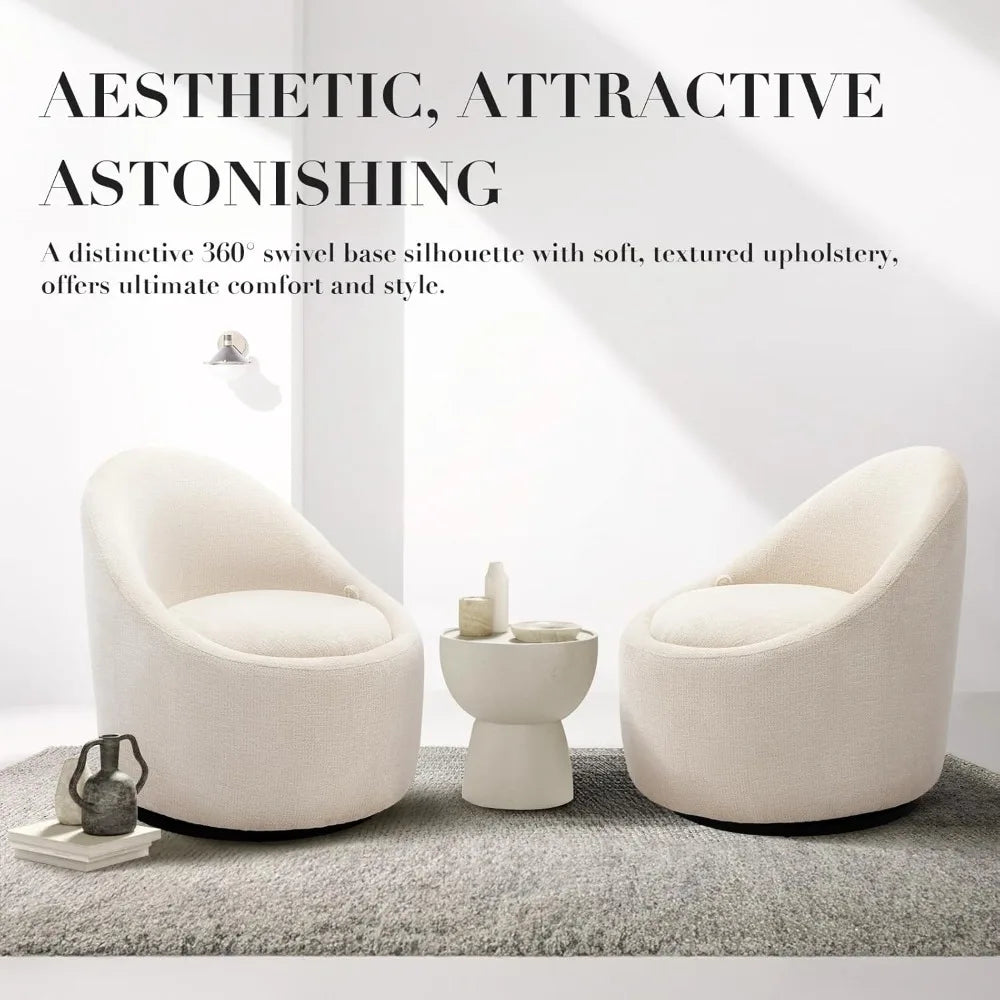 Swivel Accent Chair, 360° Swivel Chair with Hidden Storage, Modern Small Barrel Swivel Armchair for Living Room/Bedroom,