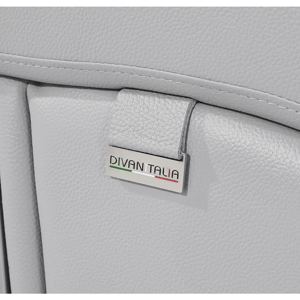 Modern Contemporary Top Grain Italian Leather Living Room Chair, Loveseat, Sofa, 3-Piece Set, Rhino