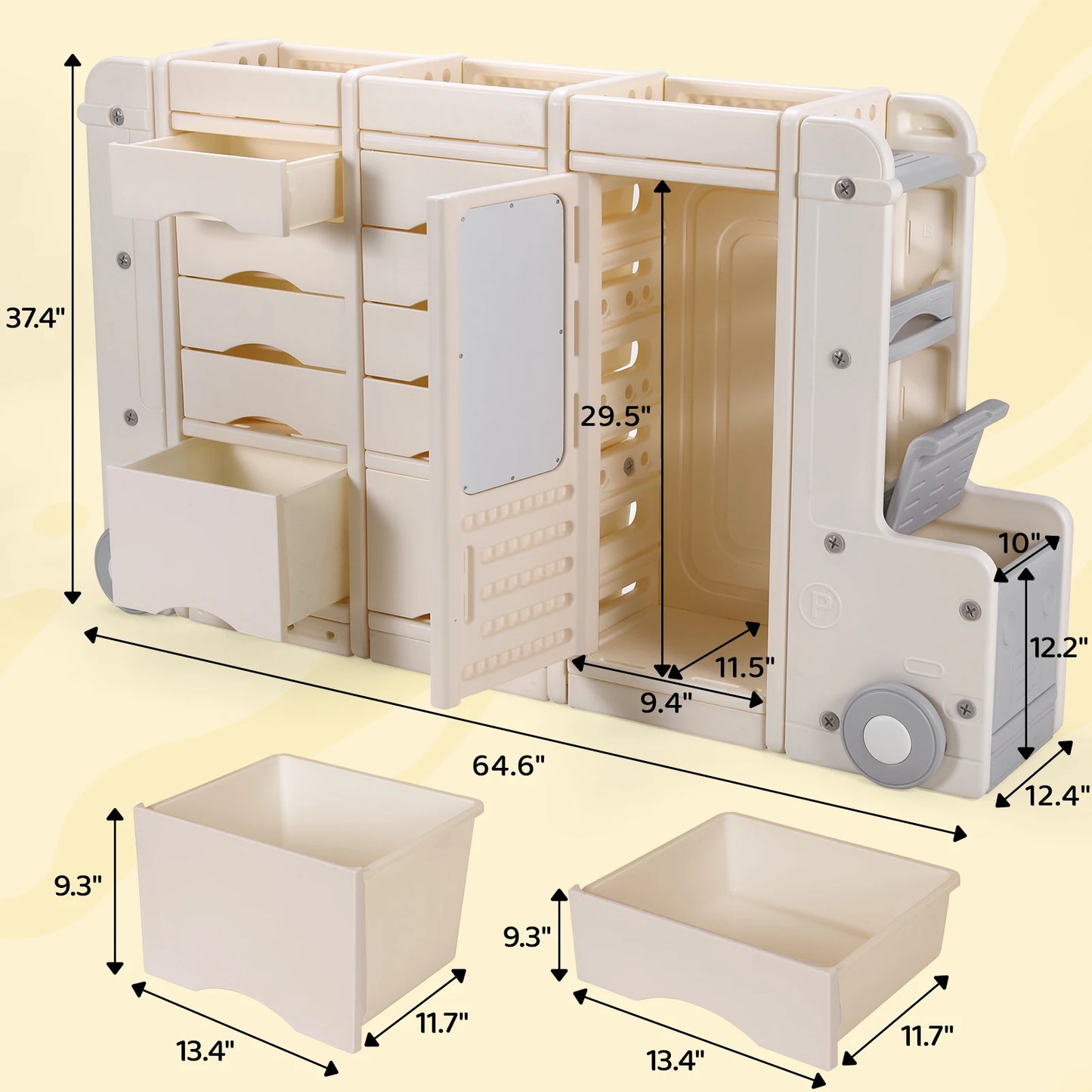 AOOU Kids Truck Shaped Toy Organizer Storage Cabinet