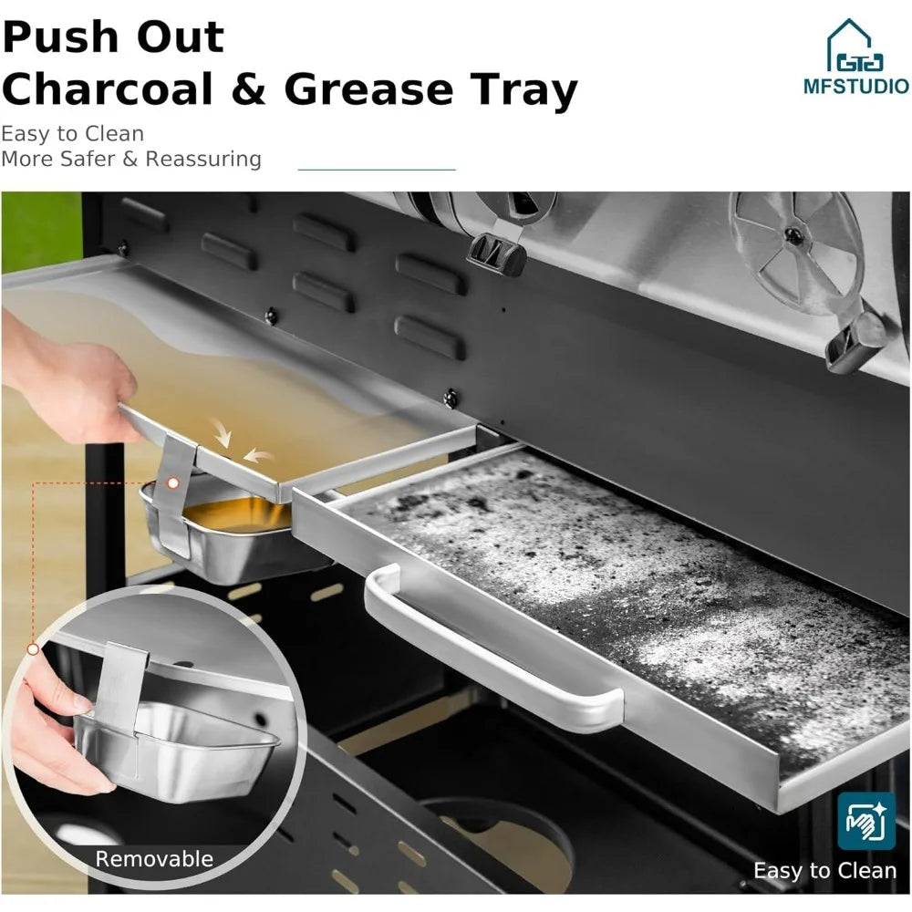 3 In 1 Gas And Charcoal Grill Combo With Side Burner Propane