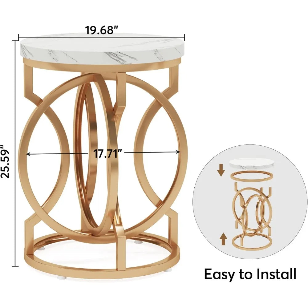 Modern Round End Tables Set Of 2 With Thickened Tabletop