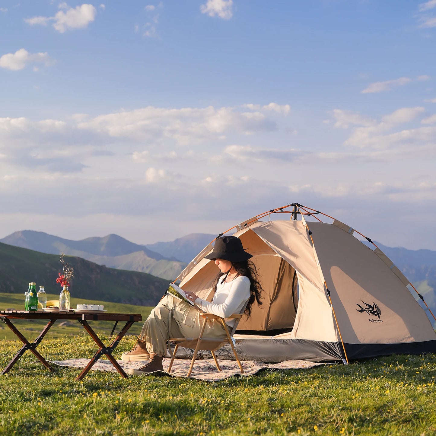 Pakicetus Instant Golden Tent Portable 3 4 Person Beach And Camping Shelter