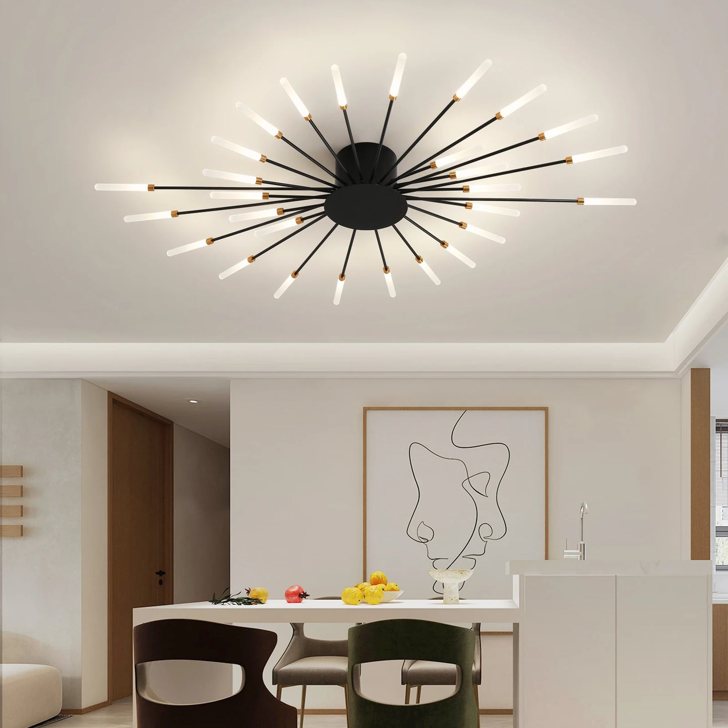 Modern LED Ceiling Light Gold Black Living Room AC 90 260V