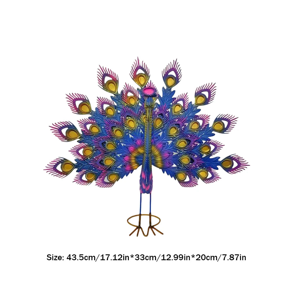 Garden Peacock Iron Statue Outdoor Indoor Yard Decor Waterproof Gifts