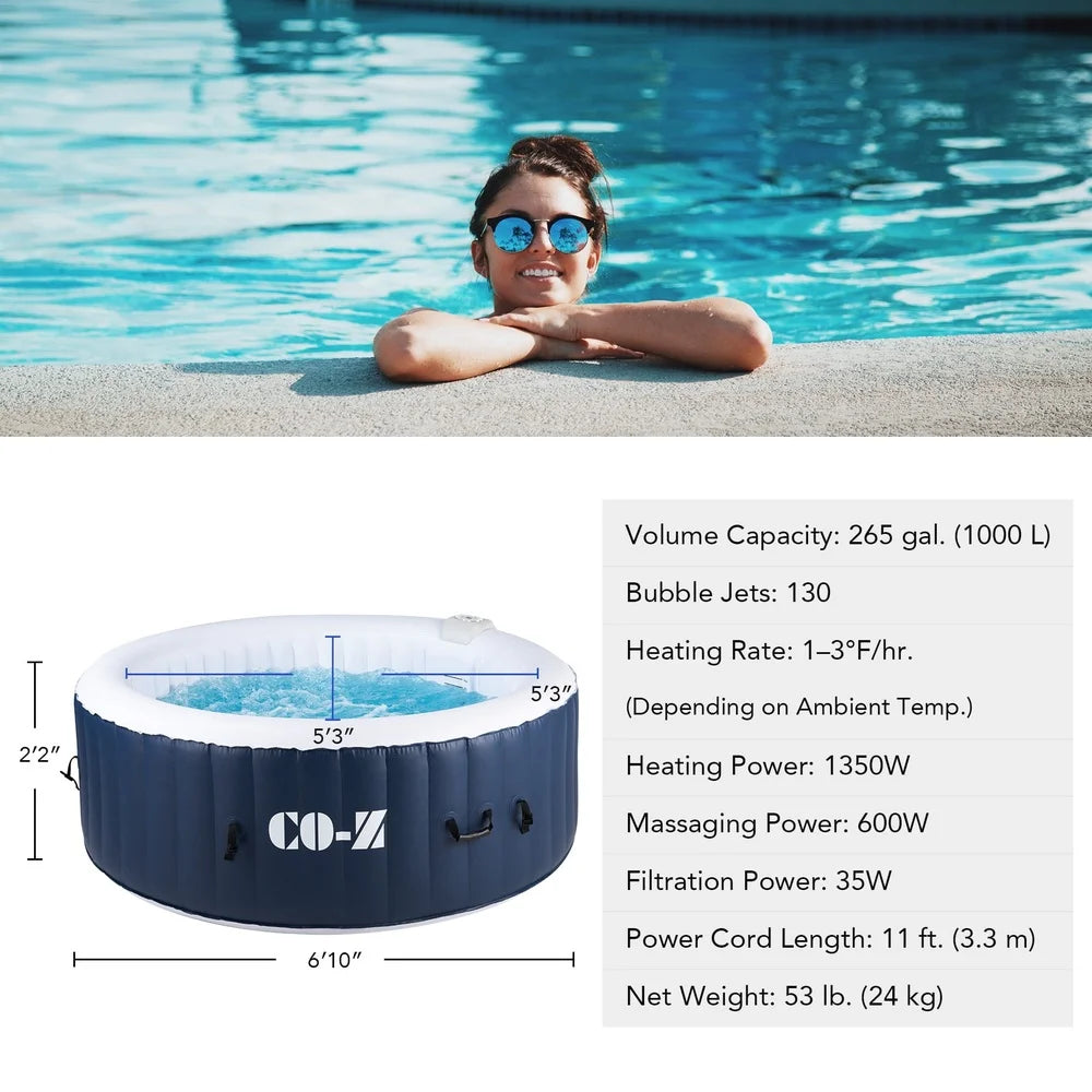 Inflatable Round Spa Hot Tub For 6 Adults With 130 Jets