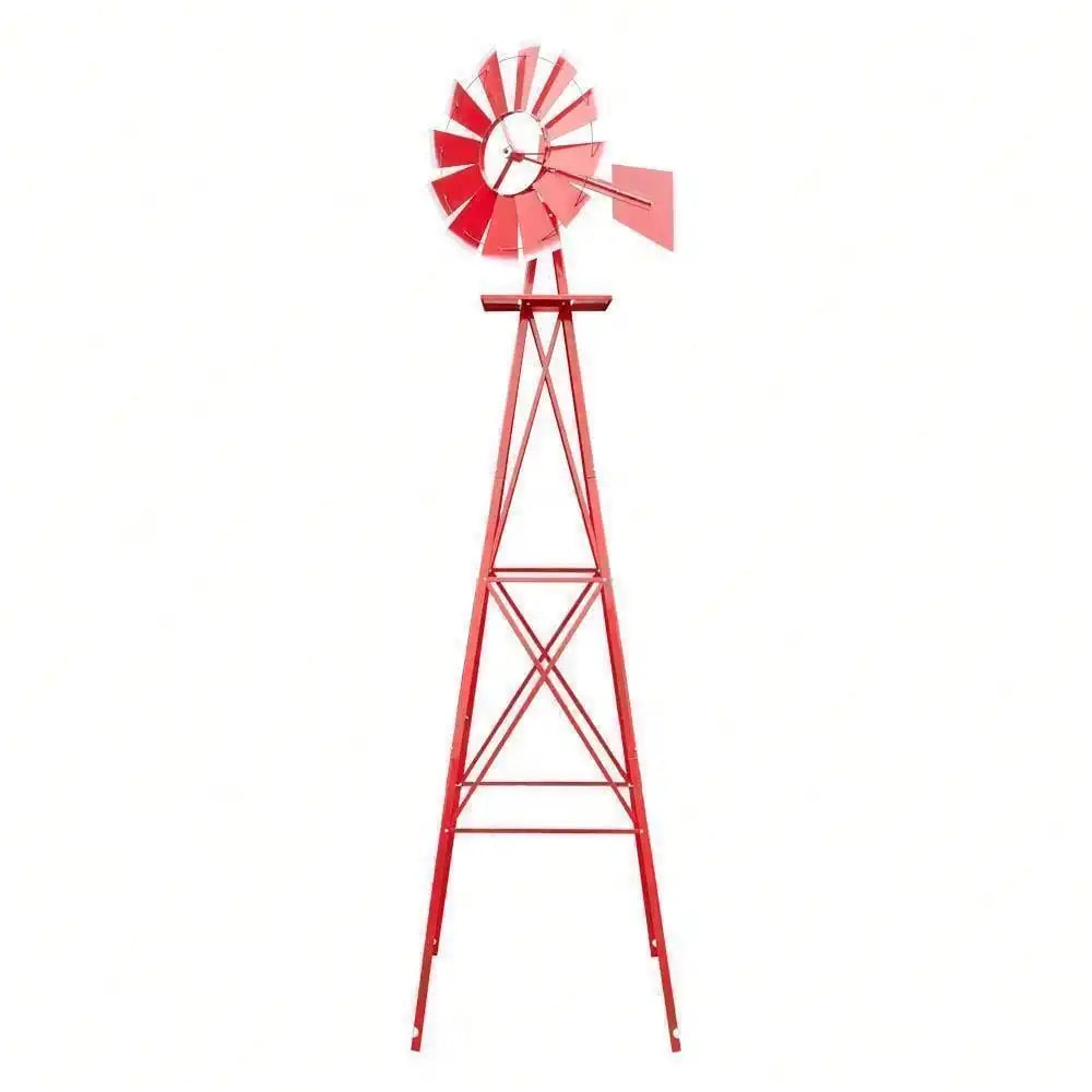 8Ft Windmill Ornamental Garden Weather Vane Weather Resistant Metal Wind Mill
