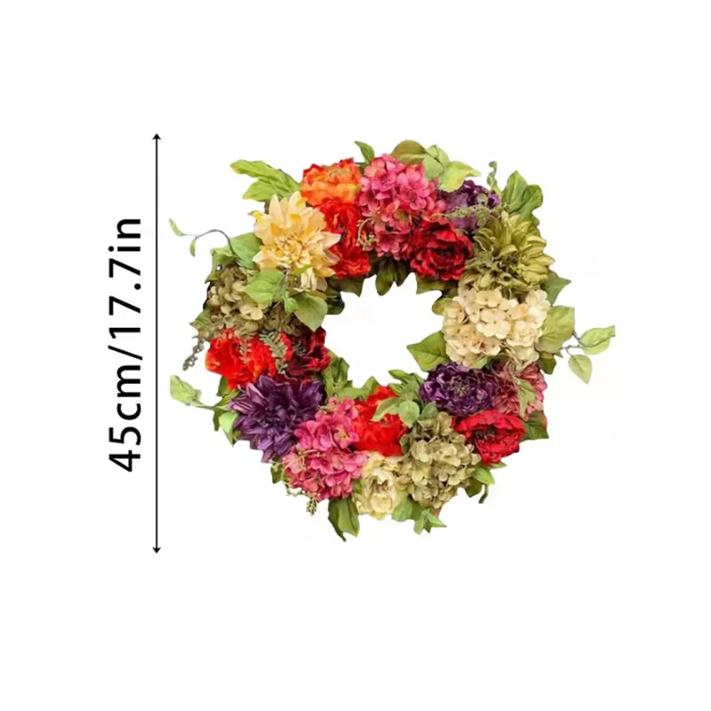 45cm Spring Wreath for Front Door Artificial Peony Summer Wreaths Flower Garland for Front Door Outside Wall Window Decor Party
