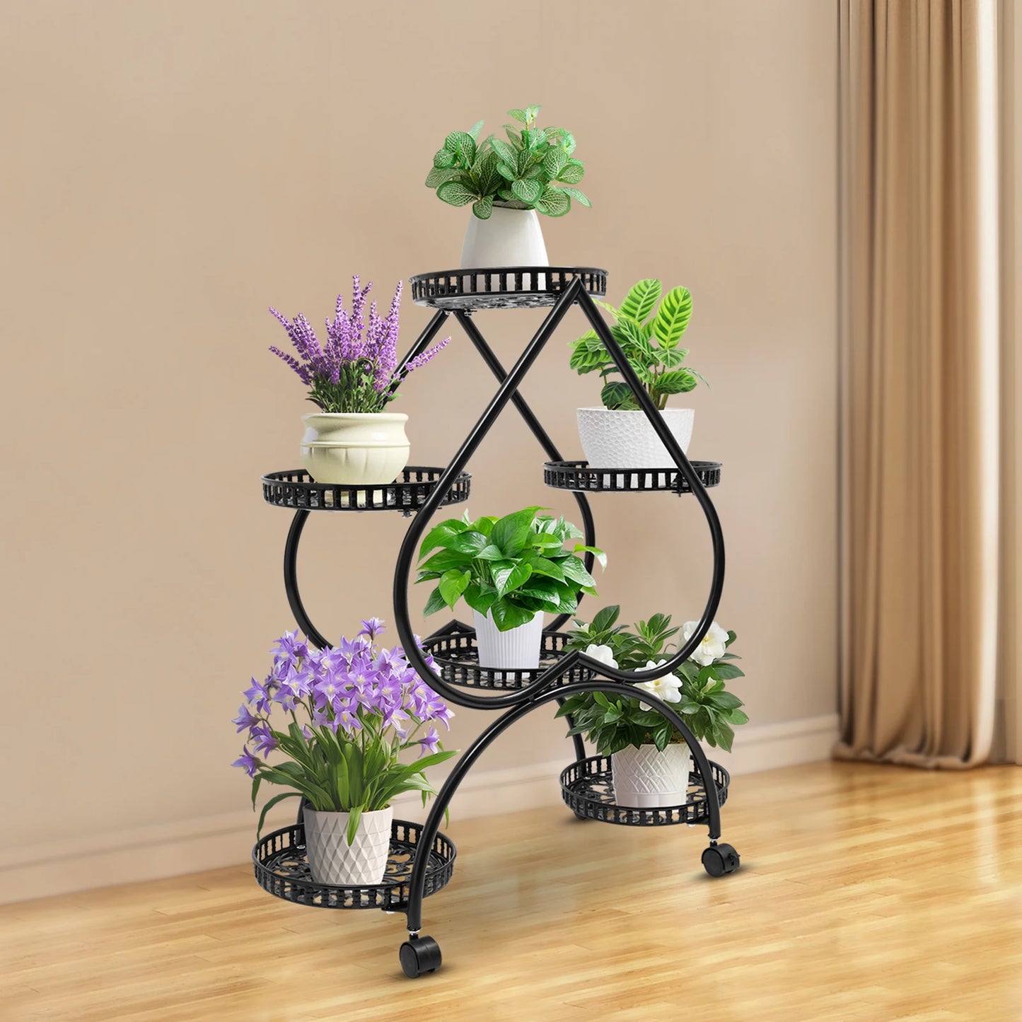 6 Potted Heart Flower Pot Stand 4 Tier Plant Stand for Patio Garden Living Room Corner Balcony and Bedroom