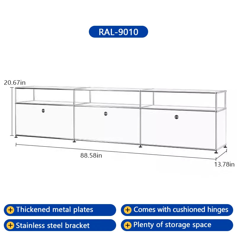 Modern Stainless Steel TV Stand With Storage Cabinets For Living Room Corner