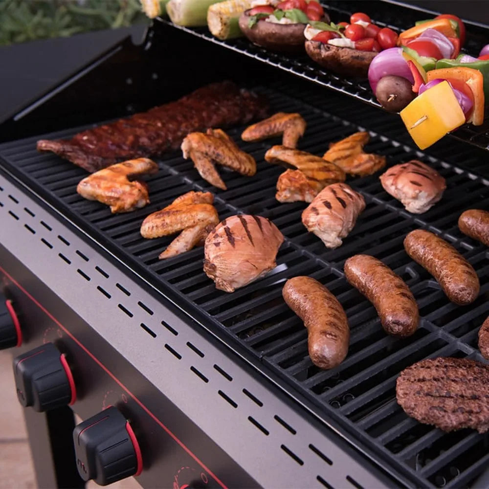 6 Burner Propane Gas Grill With Side Shelves And Hooks