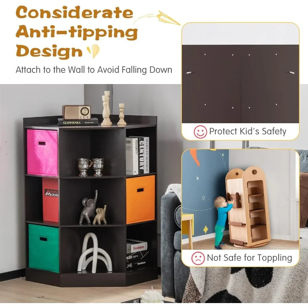 Kids Toy Storage Organizer Nine Cubby Bins Display Shelf