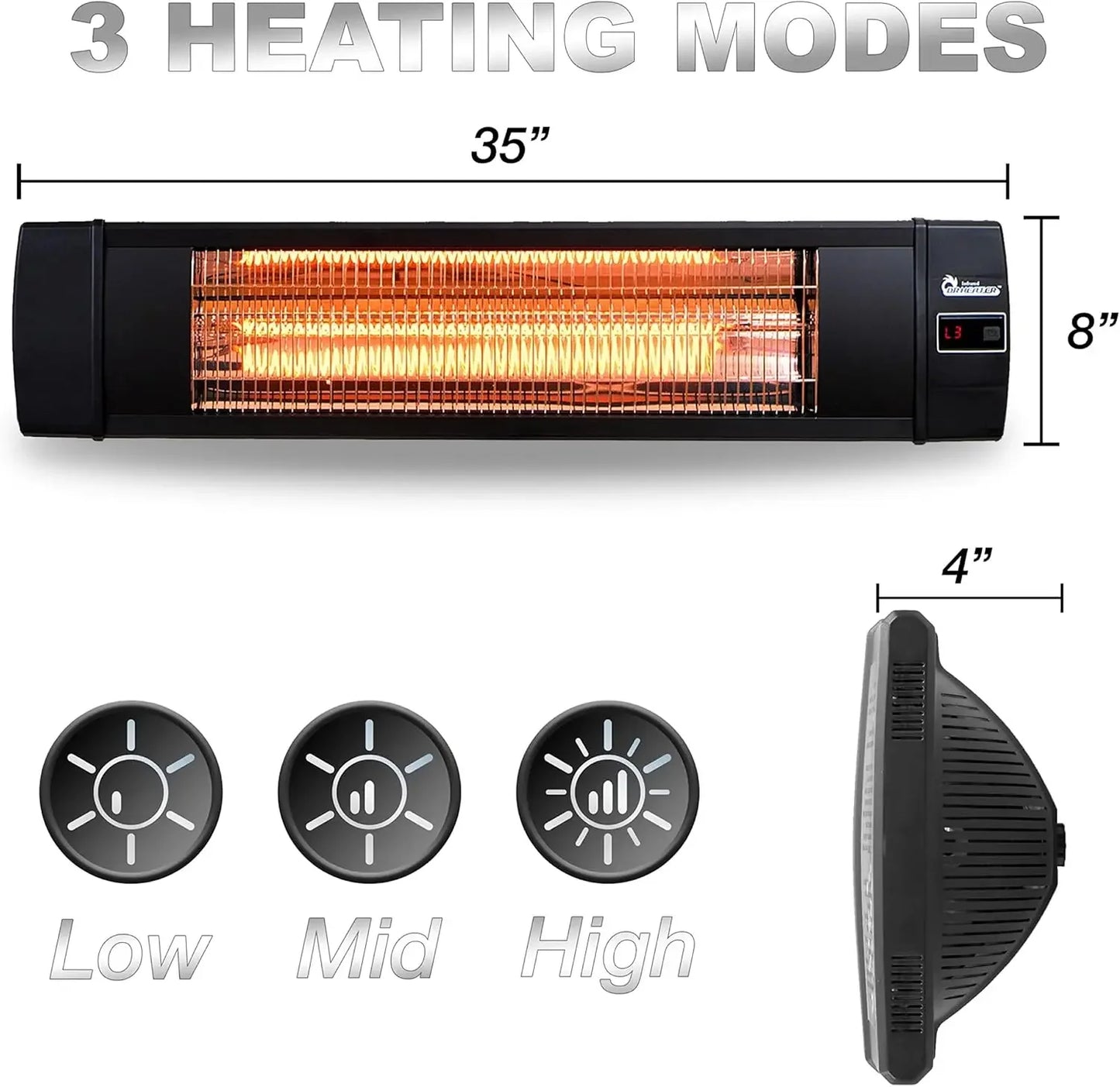 DR238 Carbon Infrared Outdoor Heater Black for Patios