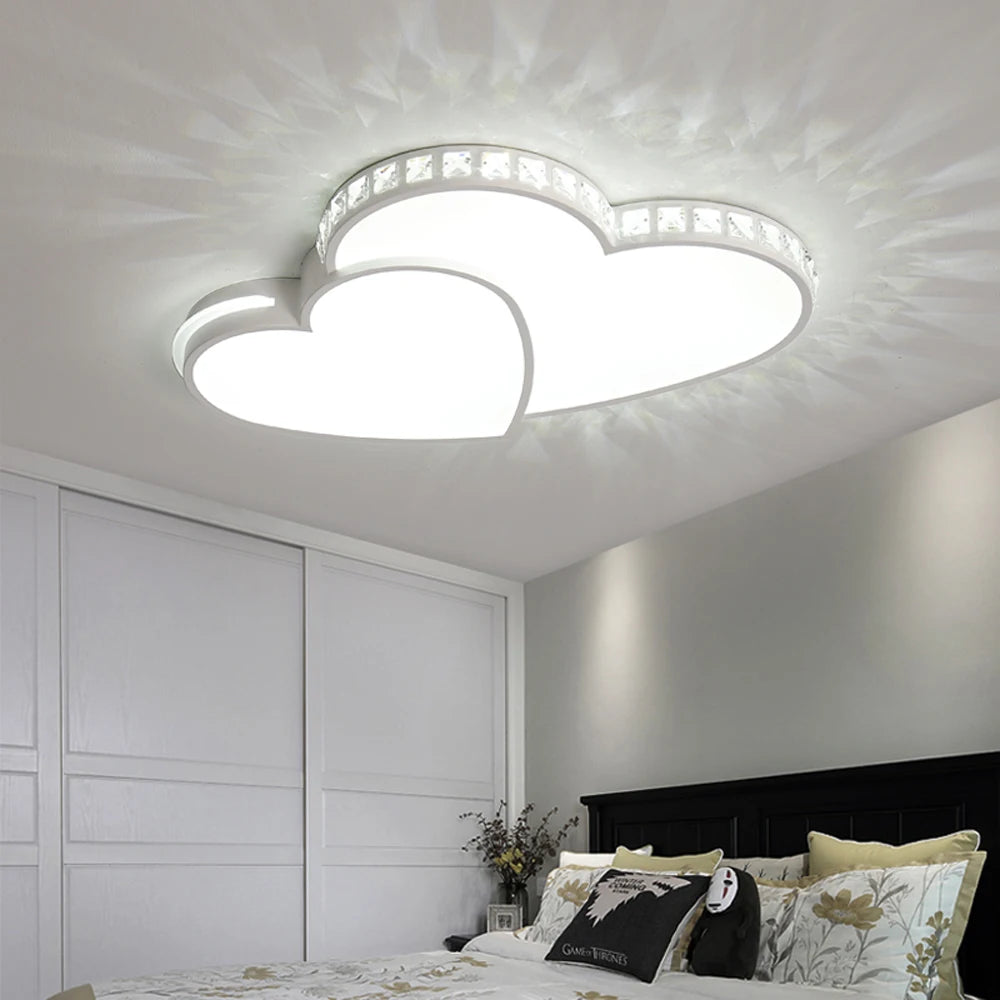 Modern Heart Shaped Crystal LED Ceiling Light Kids Room