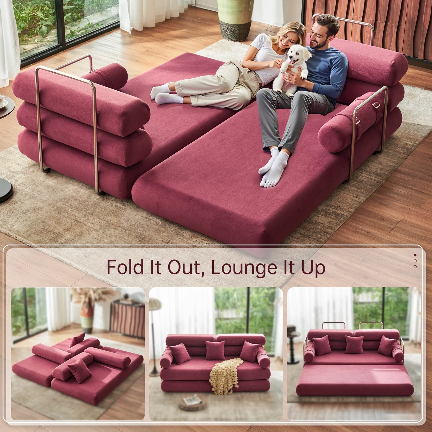 Convertible Sleeper Sofa With High Back Floor Couch Bed