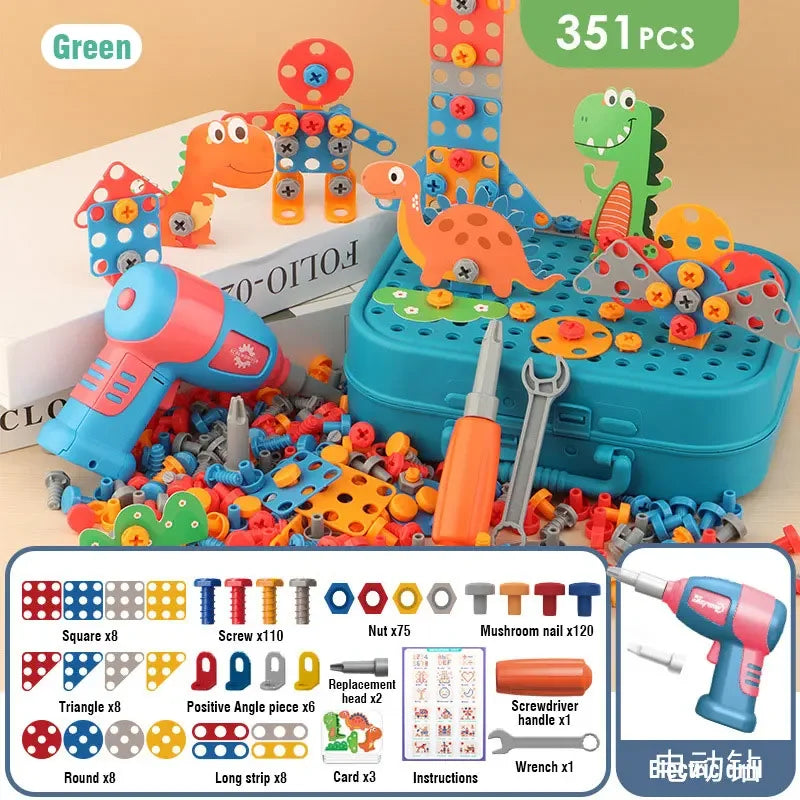 Pretend Play Preschool Children Nut Screw Assembly Simulation Carpenter Tool Educational Montessori Kids Toys Electric Toolbox