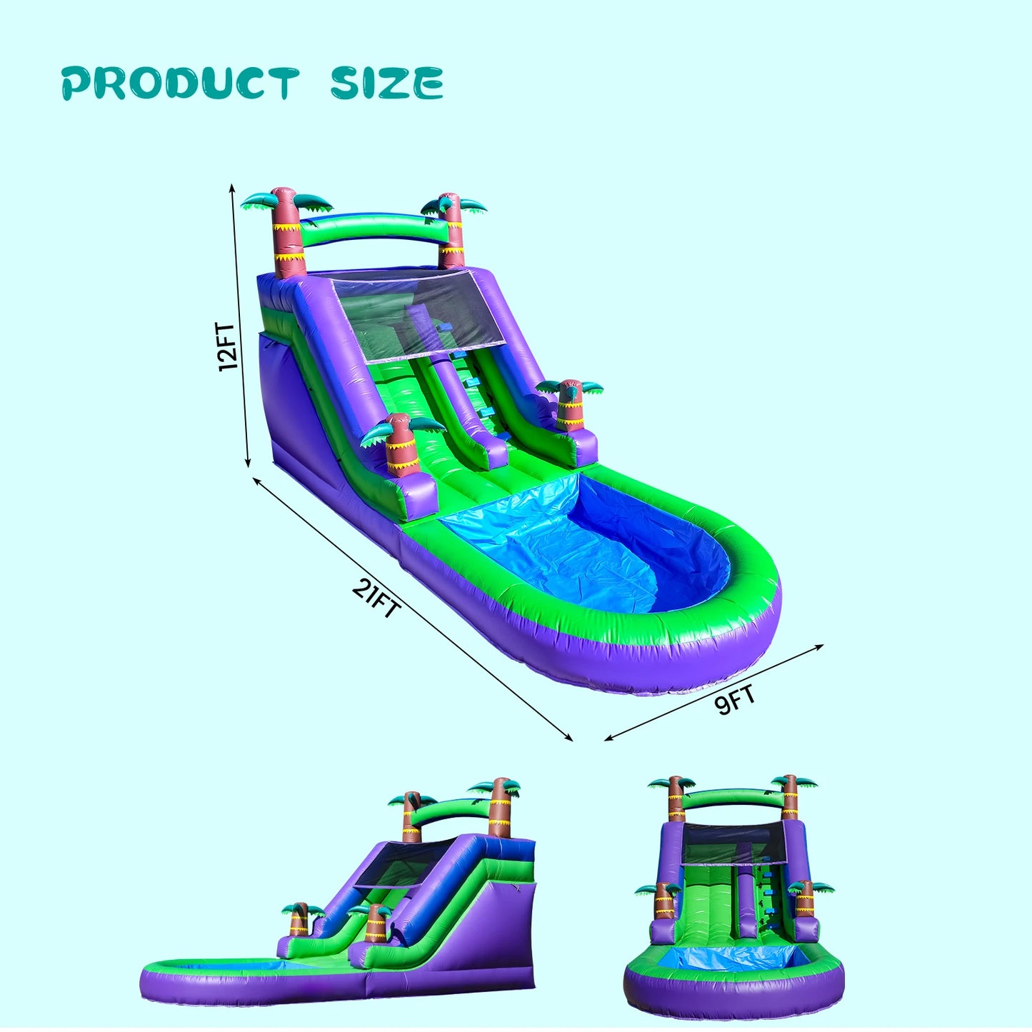 Commercial Inflatable Water Slide With 1100W Air Blower PVC