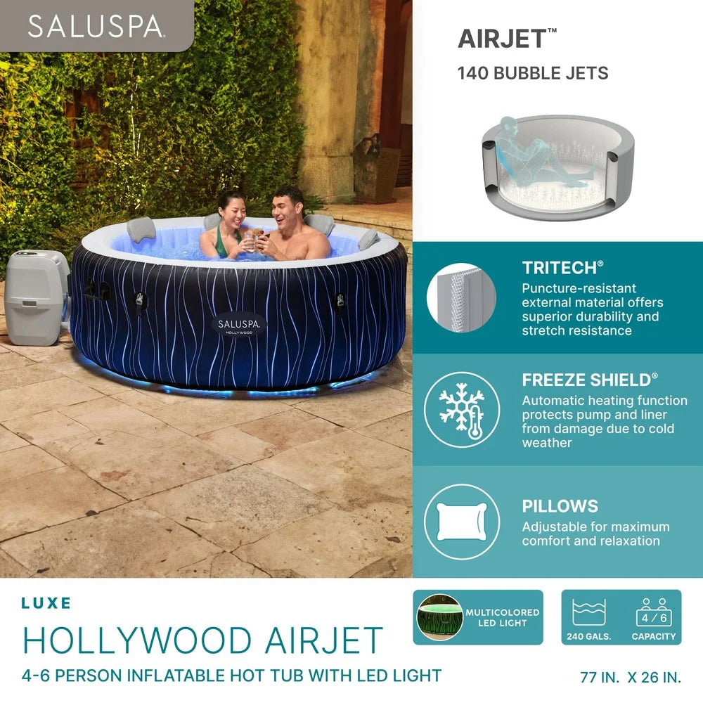 Inflatable Hot Tub With AirJet Massage And LED Lights