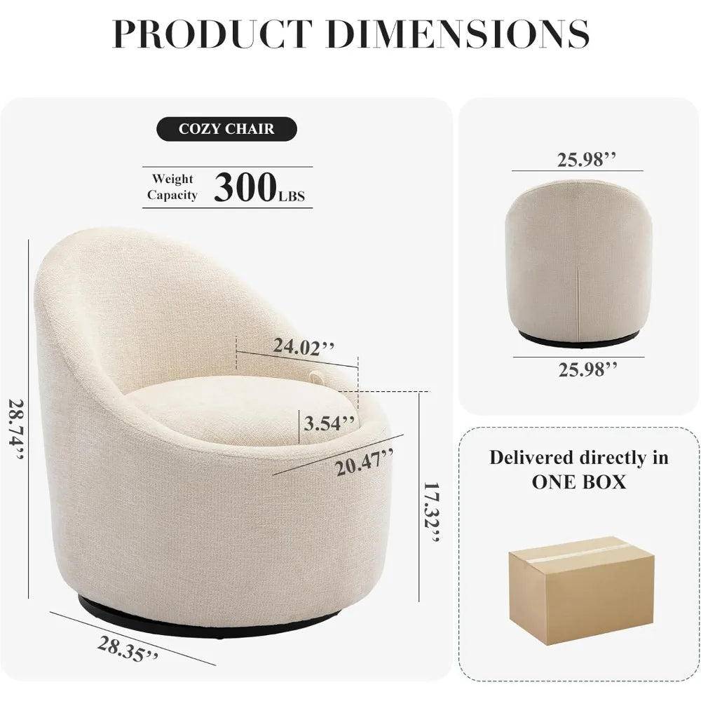 Swivel Accent Chair, 360° Swivel Chair with Hidden Storage, Modern Small Barrel Swivel Armchair for Living Room/Bedroom,